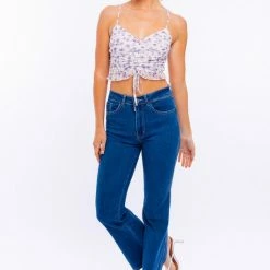 Le Lis The Field Of Flowers Mesh Ruched Cropped Tank
