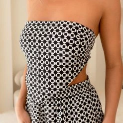 Le Lis The Dalia Black & White Handkerchief Top Tops