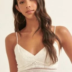 Promesa USA Tops The Ellie White Eyelet Cropped Top