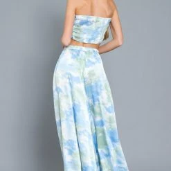 Aakaa Tops The Bali Sea Green Tie Dye Top And Pants Set