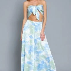 Aakaa Tops The Bali Sea Green Tie Dye Top And Pants Set