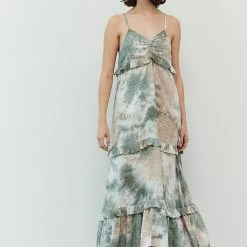 Grade & Gather The Wrinkle In Thyme Tie Dye Tiered Maxi Dress Dresses