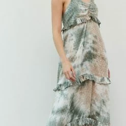 Grade & Gather The Wrinkle In Thyme Tie Dye Tiered Maxi Dress Dresses