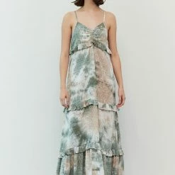 Grade & Gather The Wrinkle In Thyme Tie Dye Tiered Maxi Dress Dresses
