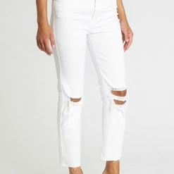 Eunina The Ally White Ultra High Rise Straight Jeans