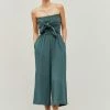 Grade & Gather The Mineral Pool Green Tie Front Gauze Jumpsuit Jumpsuits