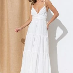In The Beginning Clothing The Santorini White Maxi Dress