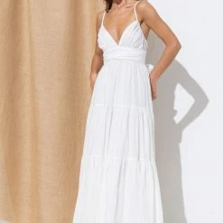 In The Beginning Clothing The Santorini White Maxi Dress