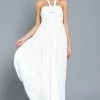 Aakaa Dresses The Esperanza White Halter Tie Maxi Dress