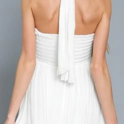 Aakaa Dresses The Esperanza White Halter Tie Maxi Dress