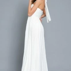 Aakaa Dresses The Esperanza White Halter Tie Maxi Dress