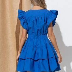In The Beginning Clothing The Riza Royal Blue Babydoll Mini Dress