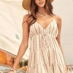 Promesa USA The Belinda Sandstone Floral Spaghetti Strap Romper