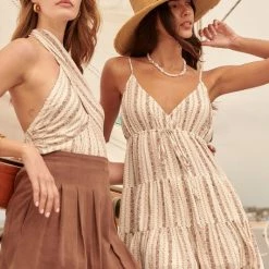 Promesa USA The Belinda Sandstone Floral Spaghetti Strap Romper