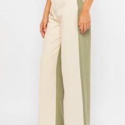 Le Lis The Justine Tan & White Colorblock Straight Jeans Pants
