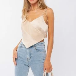 Le Lis The Bridget Cream Color Block Satin Camisole