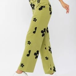 Le Lis The Picking Daisies Green Straight Leg Pants