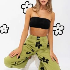 Le Lis The Picking Daisies Green Straight Leg Pants