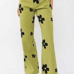 Le Lis The Picking Daisies Green Straight Leg Pants