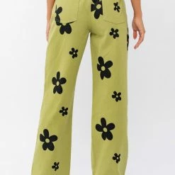 Le Lis The Picking Daisies Green Straight Leg Pants