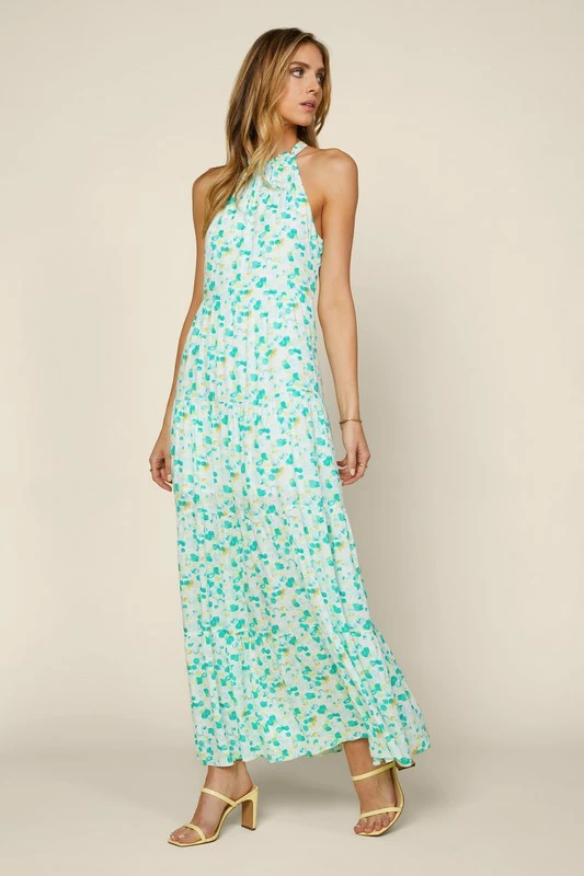 Skies Are Blue The Marsha Mint Green Floral Halter Maxi Dress Dresses