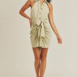 Mable The Starlit Sage Tencil Button Down Mini Dress