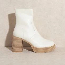 KKE Originals The Alexandra White Platform Boots Shoes