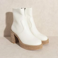 KKE Originals The Alexandra White Platform Boots Shoes