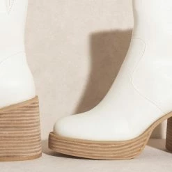KKE Originals The Alexandra White Platform Boots Shoes