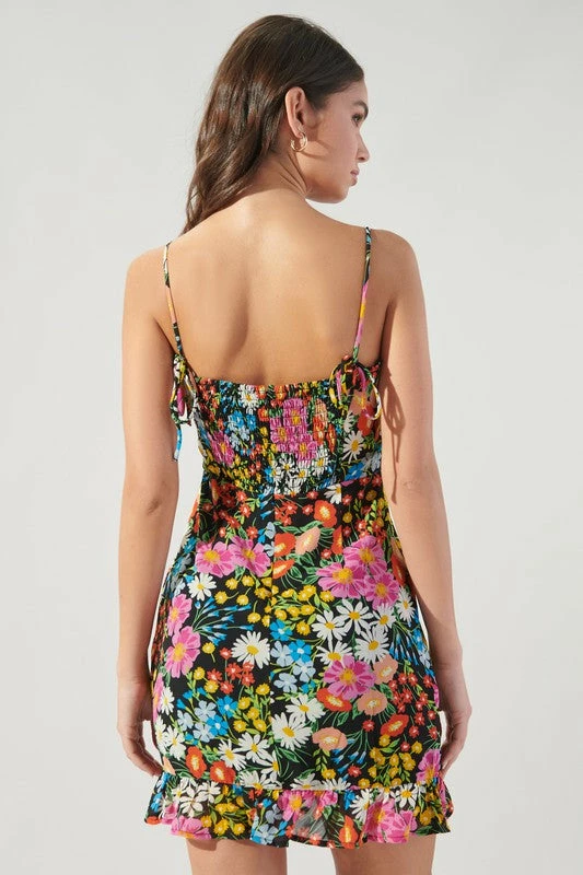 Sugar Lips Dresses The Lupita Floral Kaia Tie Strap Ruffle Mini Dress