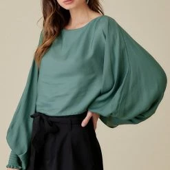 Mustard Seed The Jane Balsam Green Puff Sleeve Top