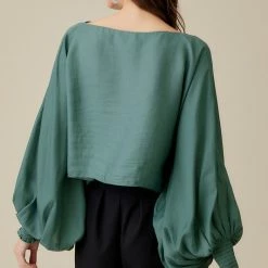 Mustard Seed The Jane Balsam Green Puff Sleeve Top