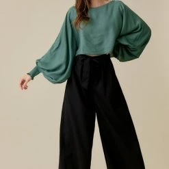 Mustard Seed The Jane Balsam Green Puff Sleeve Top