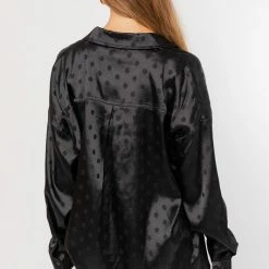 Le Lis Tops The Molly Black Polka Dot Satin Shirt