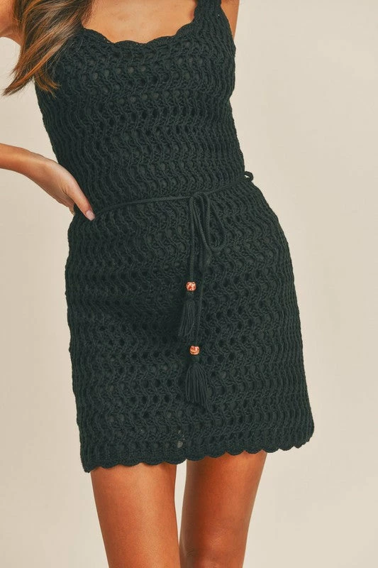 Mable Dresses The Bali Black Crochet Knit Mini Dress