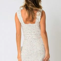 Olivaceous The Willa White Tweed Mini Dress Dresses