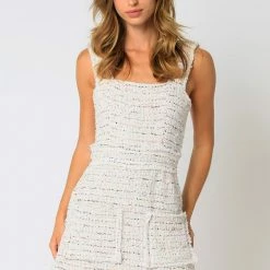 Olivaceous The Willa White Tweed Mini Dress Dresses