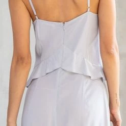 Love Stitch The Hope Platinum Ruffled Neck Sleeveless Maxi Dress