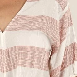 Love Stitch The Margot Rust & White Striped Kimono Sleeve Top Tops