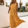 Love Stitch Dresses The Hello Honey Linen Tiered Maxi Dress