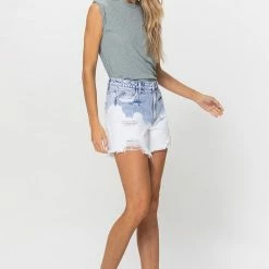 Vervet The Dip Dye Bleached High Rise Mom Shorts