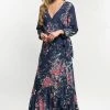Love Stitch The Fiona Floral Blue Wrap Maxi Dress Dresses