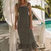 Love Stitch The Greta Black & White Gingham Smocked Maxi Dress