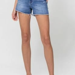 Vervet The Ellie High Rise Cutoff Denim Shorts In Medium Wash