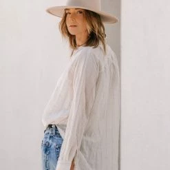 Love Stitch The Cora Ivory Striped Button Up Shirt Tops