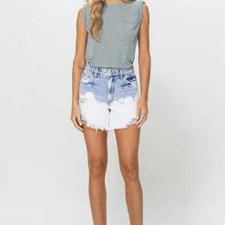 Vervet The Dip Dye Bleached High Rise Mom Shorts