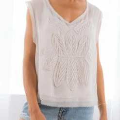 Love Stitch The Cassandra Sheer Chiffon Sleeveless Floral Tank Top