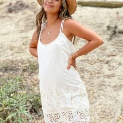 Love Stitch The Romantic White Eyelet Sleeveless Mini Dress