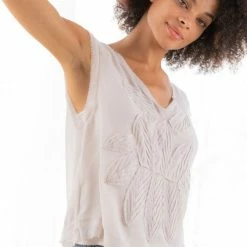 Love Stitch The Cassandra Sheer Chiffon Sleeveless Floral Tank Top