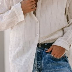 Love Stitch The Cora Ivory Striped Button Up Shirt Tops